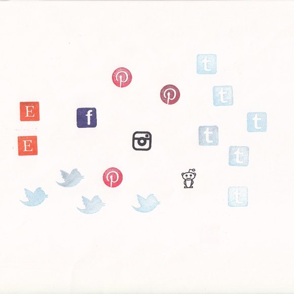 Social Media Icons Rubber Stamp set Phone app Ipad icon social networking - Picture 5 of 16